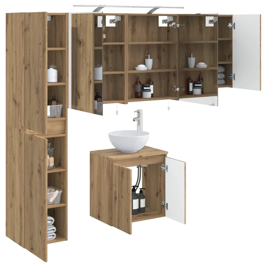 Ensemble d'armoire de salle de bain 5 pc Chêne artisanal - 3