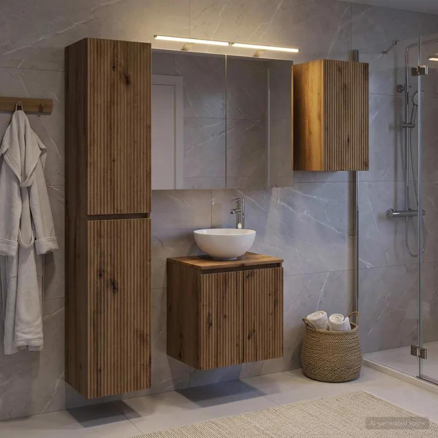 Ensemble d'armoire de salle de bain 5 pc Chêne artisanal - 4