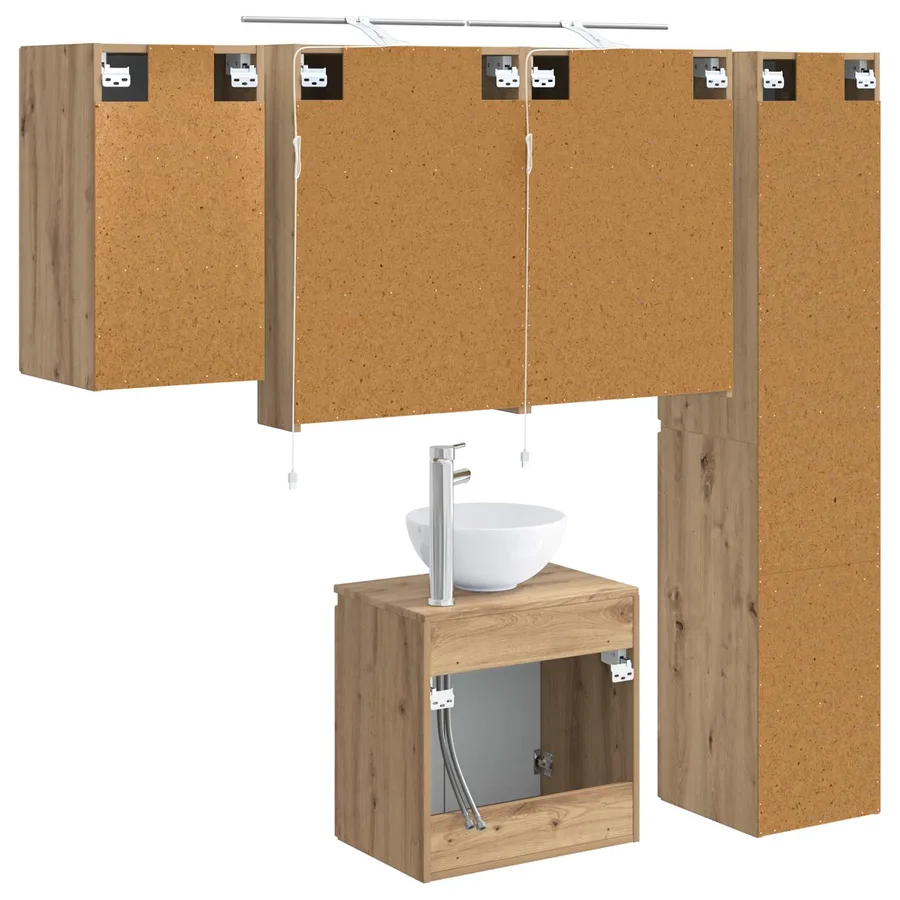 Ensemble d'armoire de salle de bain 5 pc Chêne artisanal - 9