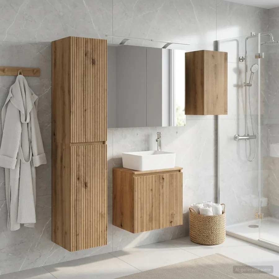 Ensemble d'armoire de salle de bain 5 pc Chêne artisanal