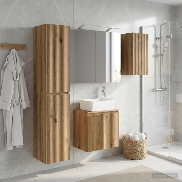 Ensemble d'armoire de salle de bain 5 pc Chêne artisanal