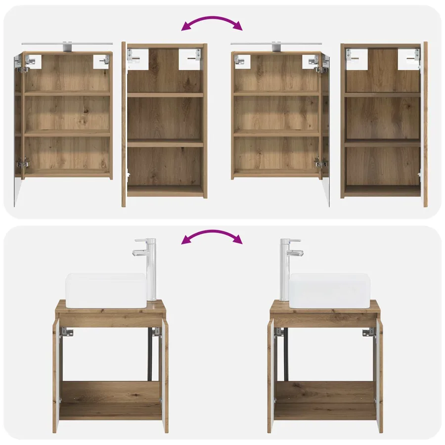 Ensemble d'armoire de salle de bain 5 pc Chêne artisanal - 14