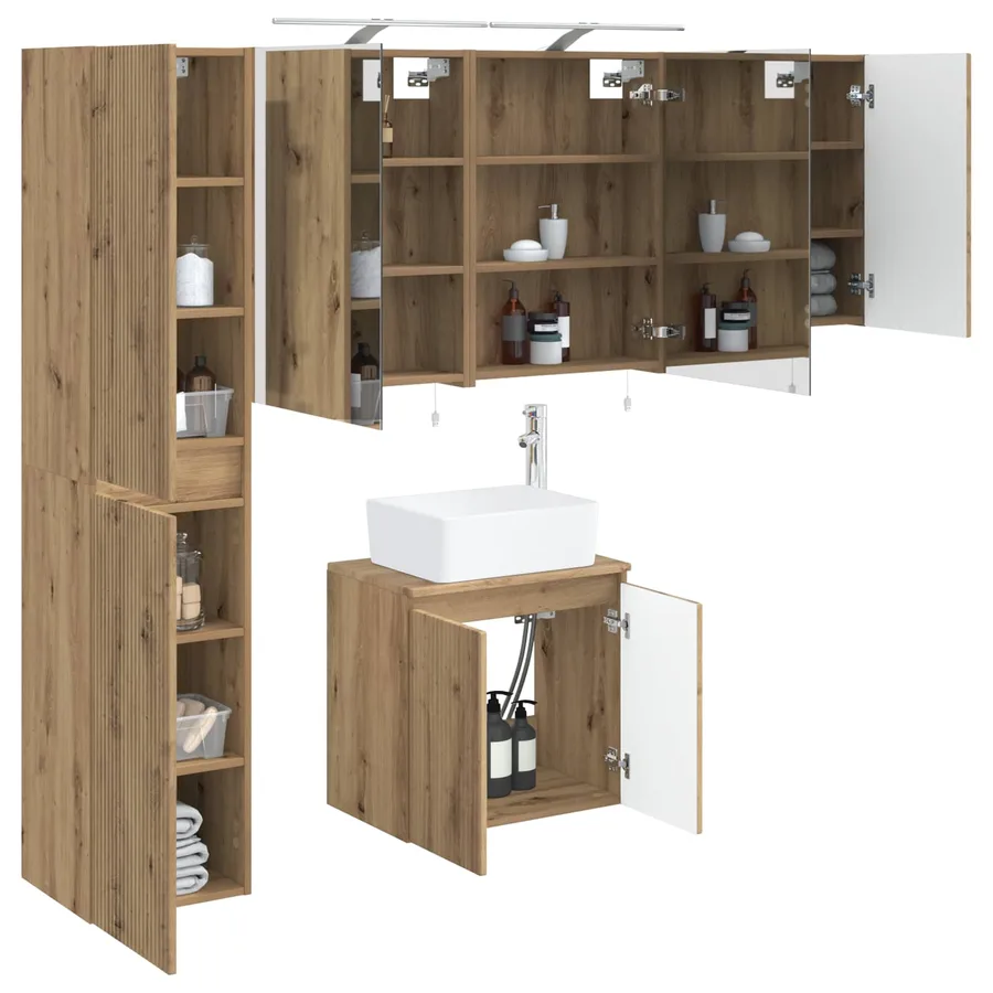 Ensemble d'armoire de salle de bain 5 pc Chêne artisanal - 3