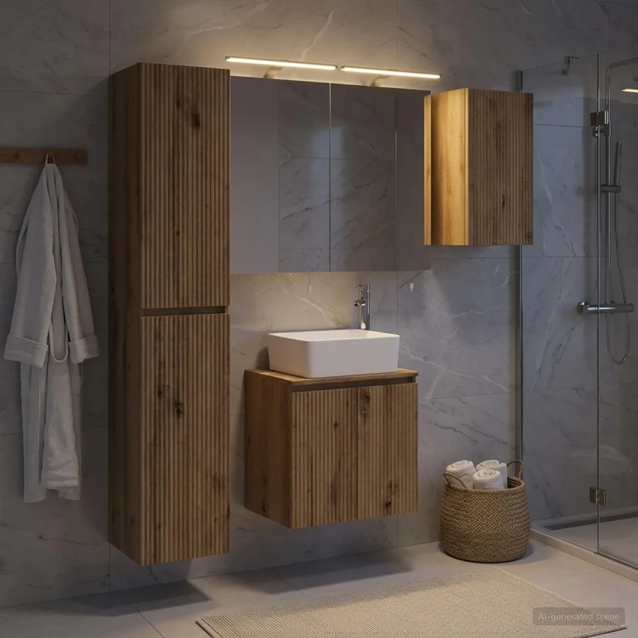 Ensemble d'armoire de salle de bain 5 pc Chêne artisanal - 4