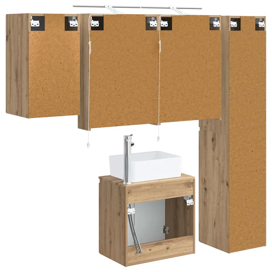 Ensemble d'armoire de salle de bain 5 pc Chêne artisanal - 9
