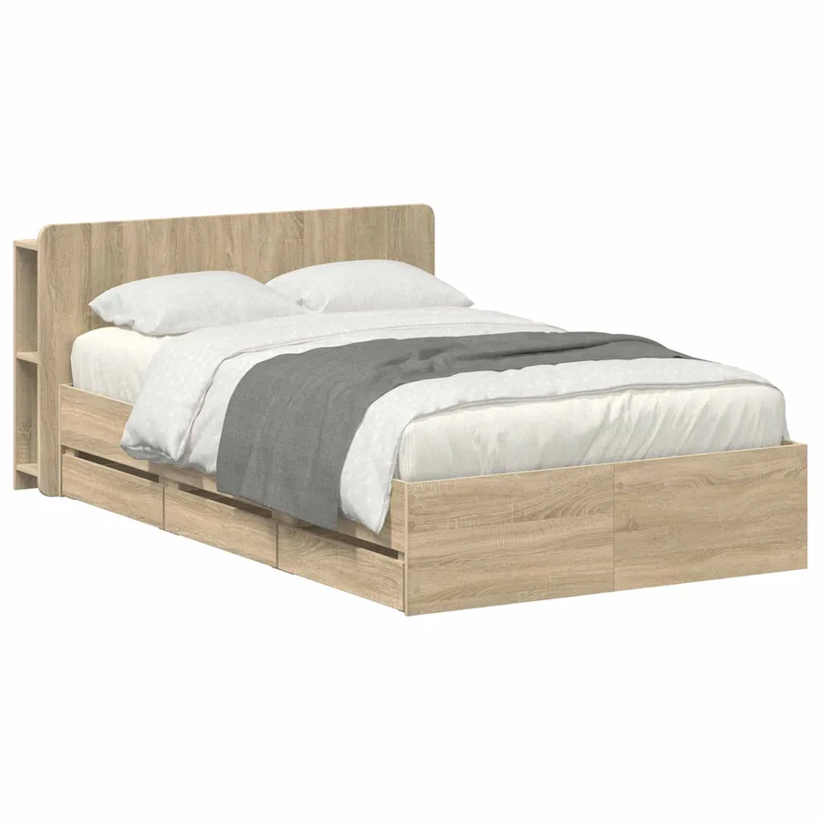 Cadre de lit avec rangement Chêne Sonoma 120 x 190 cm - 2