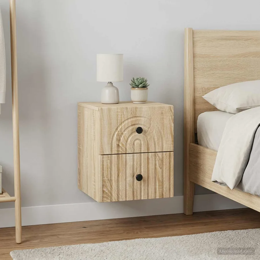 Cabinet de chevet mural 2 pcs Chêne Sonoma 33 x 34,5 x 40 cm