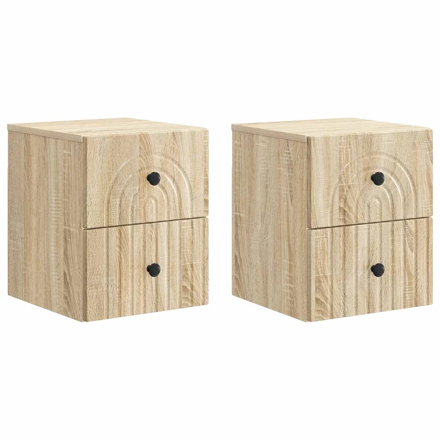 Cabinet de chevet mural 2 pcs Chêne Sonoma 33 x 34,5 x 40 cm - 2