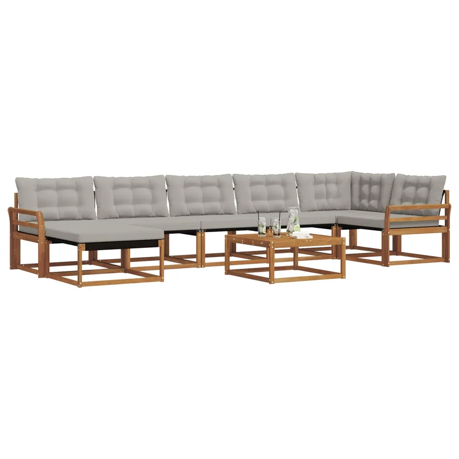 Ensemble de canapés d'extérieur 8 pcs Gris Naturel et Clair - 3