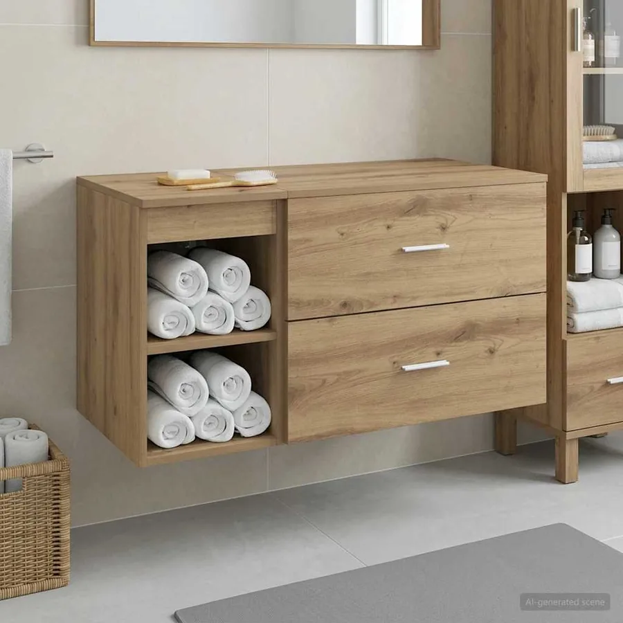 Ensemble de mobilier de salle de bain 2 pc Chêne artisanal
