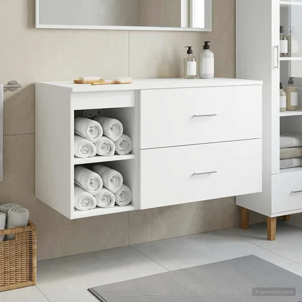 Ensemble de mobilier de salle de bain 2 pcs Blanc