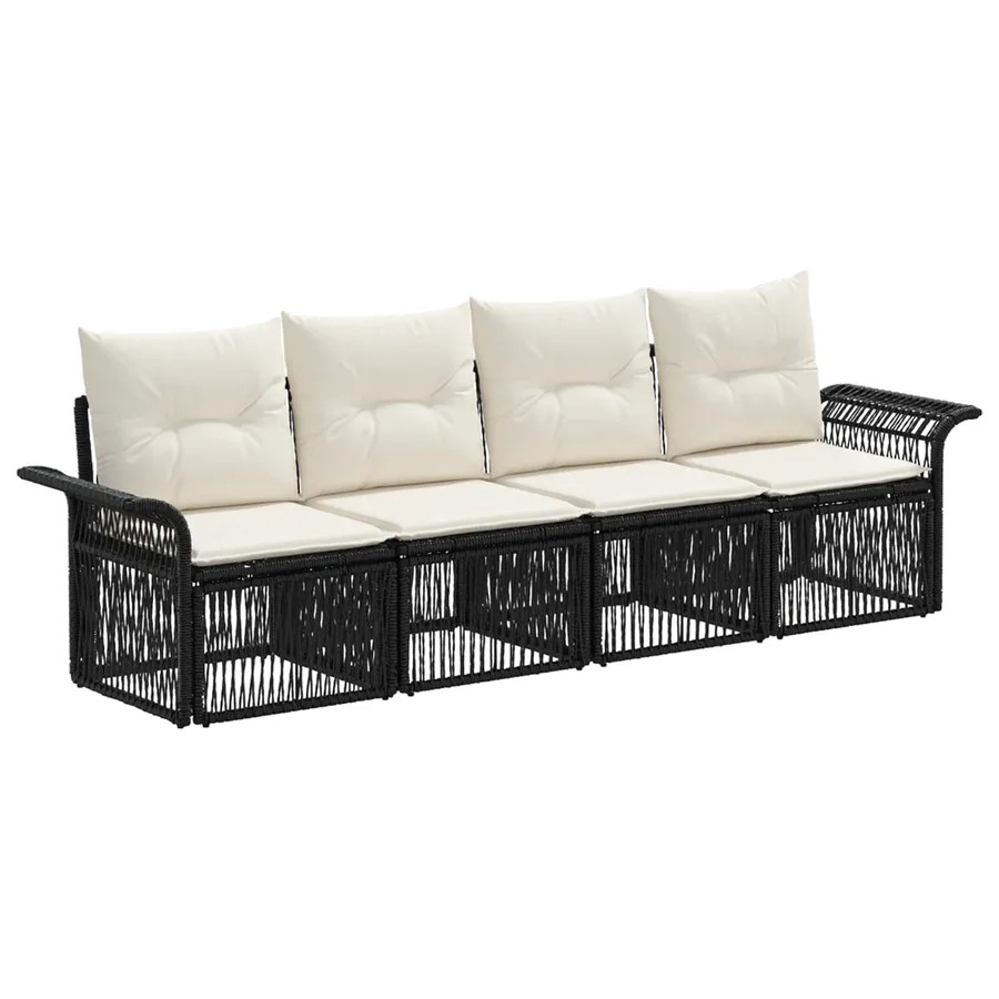 Ensemble de canapé de jardin 4 pcs Noir polyrotin - 2