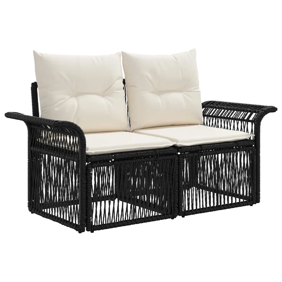 Ensemble de canapé de jardin 4 pcs Noir polyrotin - 3