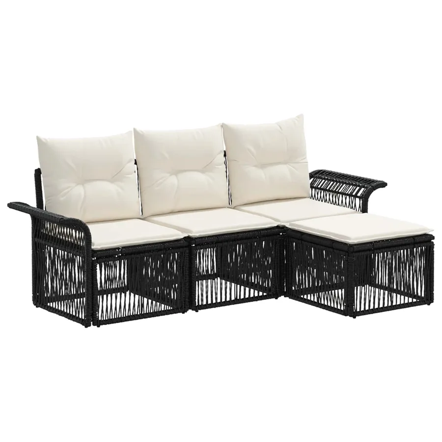 Ensemble de canapé de jardin 4 pcs Noir polyrotin - 2