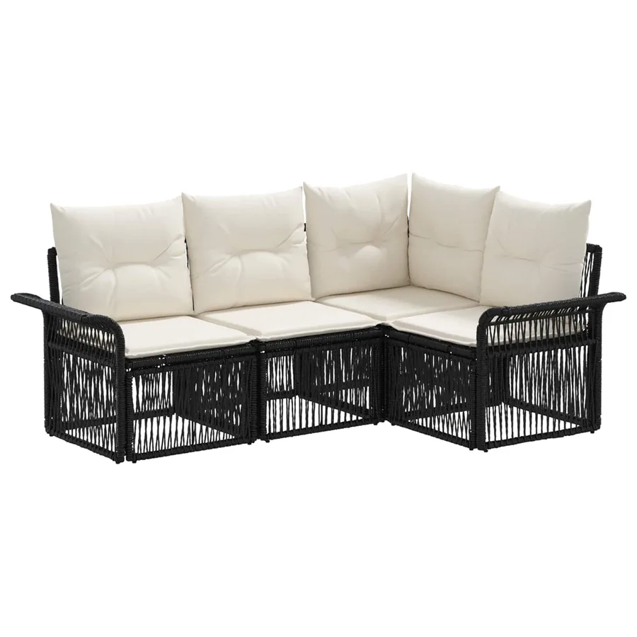 Ensemble de canapé de jardin 4 pcs Noir polyrotin - 2