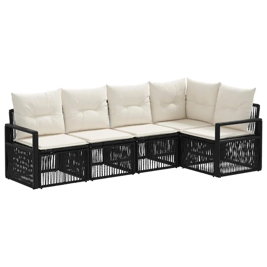 Ensemble de canapé de jardin 5 pcs Noir polyrotin - 2