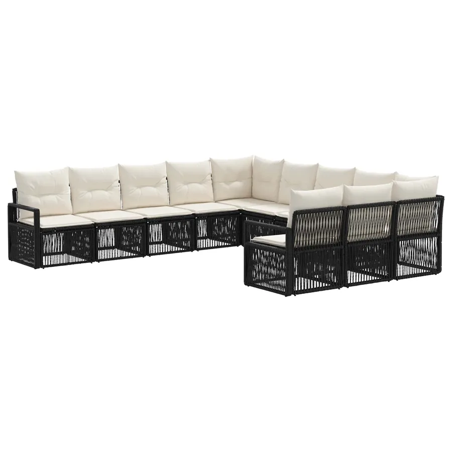 Ensemble de canapé de jardin 11 pcs Noir polyrotin - 2