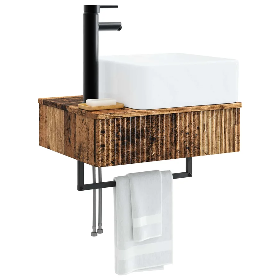 Basin de lavage mural Bois ancien 50 x 41 x 39 cm - 3