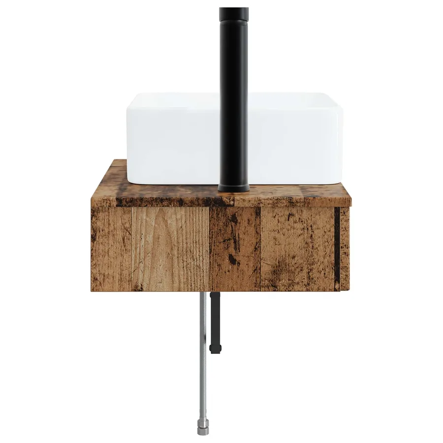 Basin de lavage mural Bois ancien 50 x 41 x 39 cm - 4