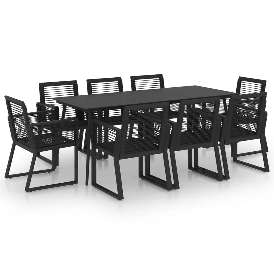 Ensemble à manger d'extérieur 9 pcs Rotin PVC Noir - 2