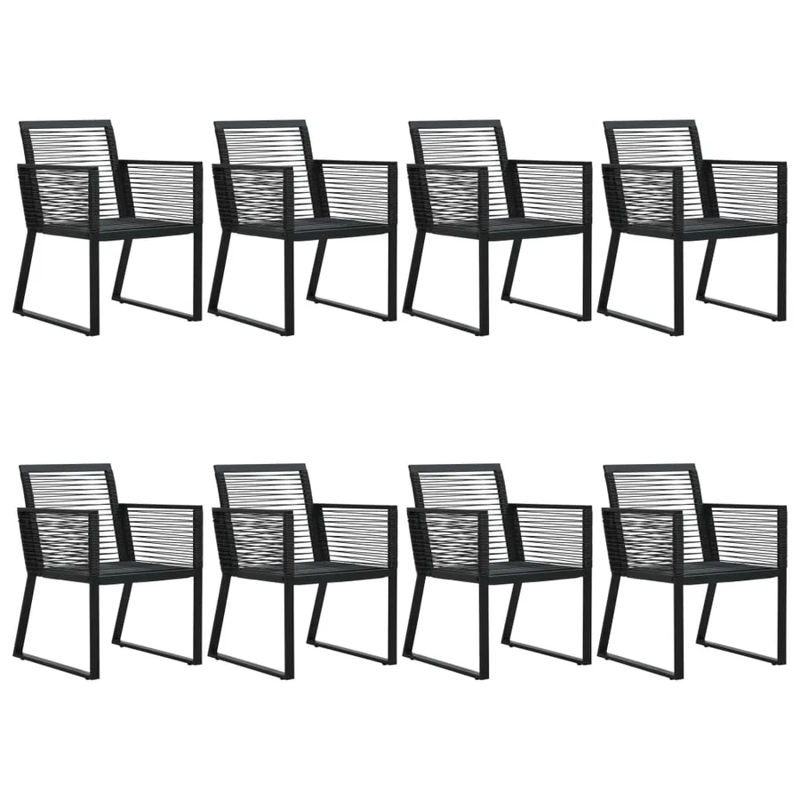 Ensemble à manger d'extérieur 9 pcs Rotin PVC Noir - 6