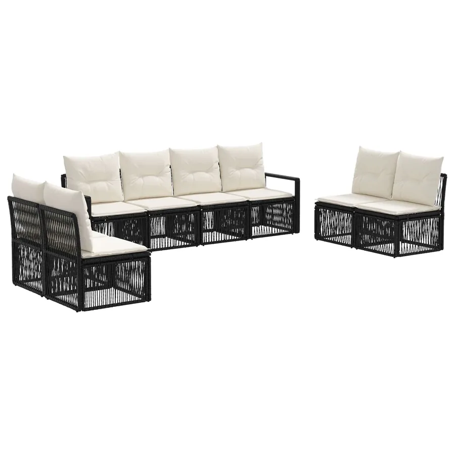 Ensemble de canapé de jardin 8 pcs Noir polyrotin