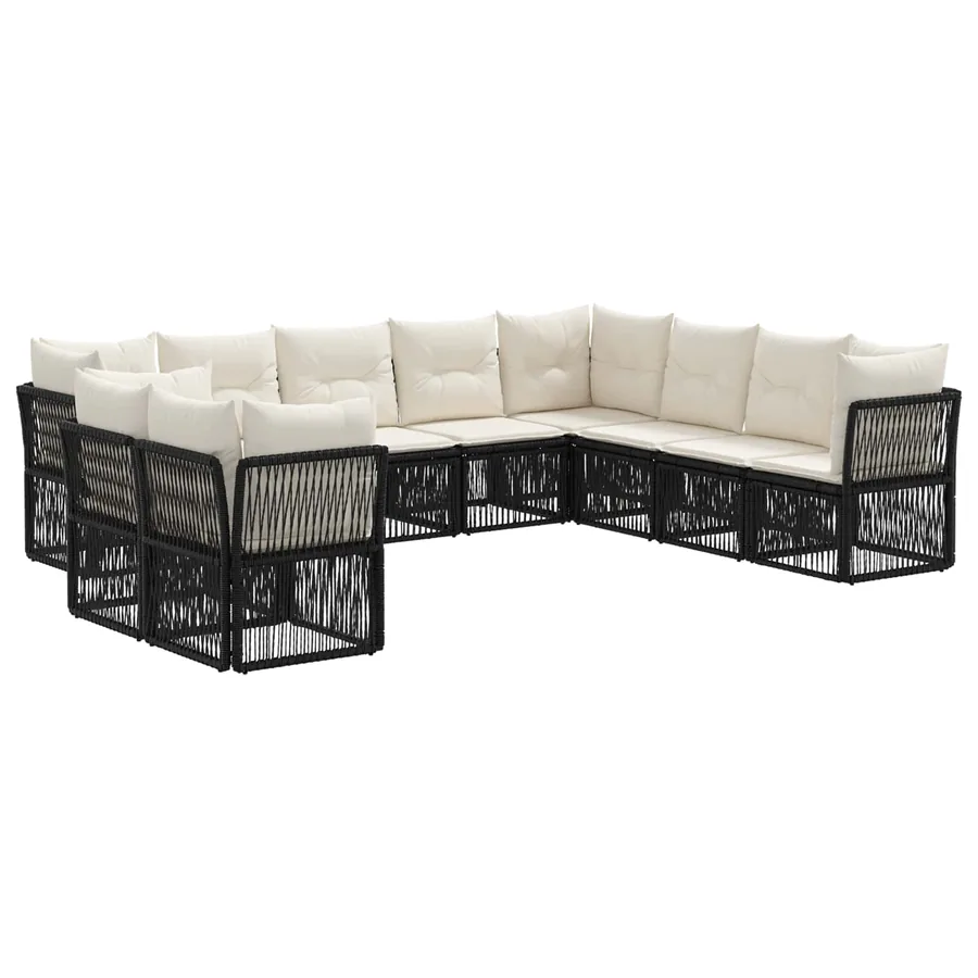 Ensemble de canapé de jardin 10 pcs Noir polyrotin