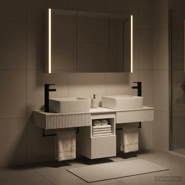 Ensemble d'armoire de salle de bain 4 pcs Blanc