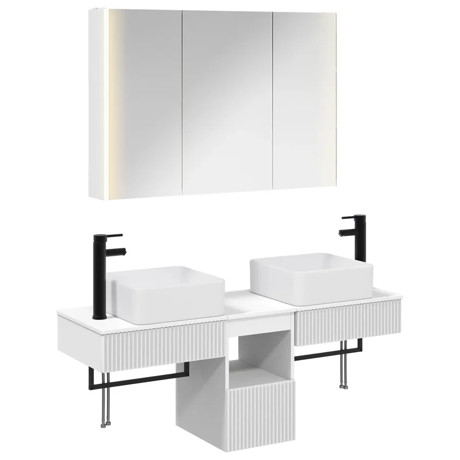 Ensemble d'armoire de salle de bain 4 pcs Blanc - 2
