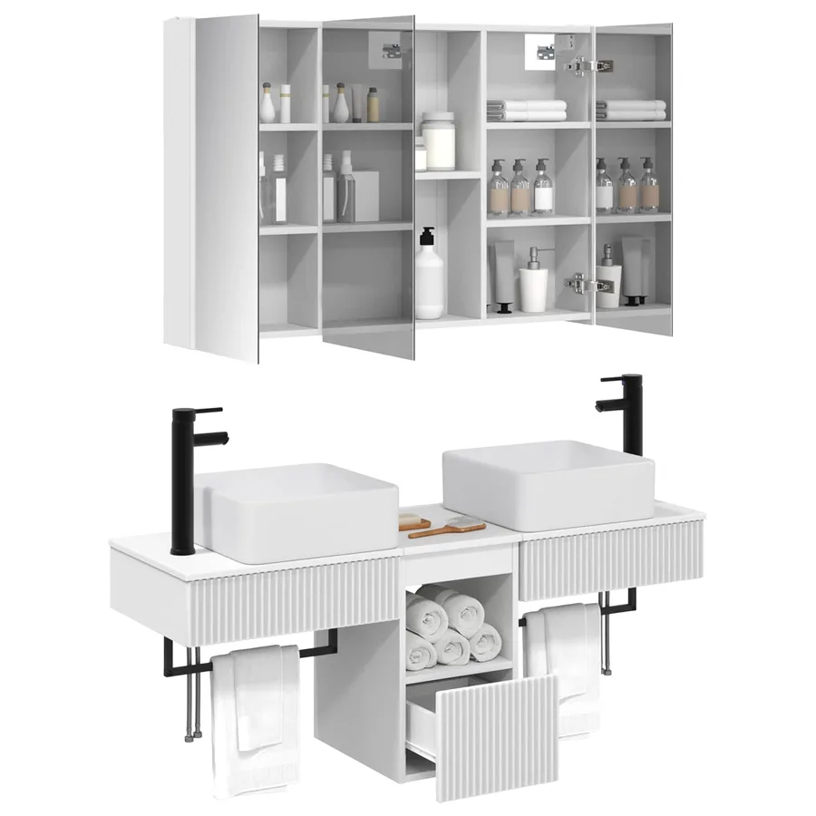 Ensemble d'armoire de salle de bain 4 pcs Blanc - 3