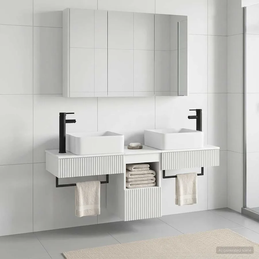 Ensemble d'armoire de salle de bain 4 pcs Blanc - 4