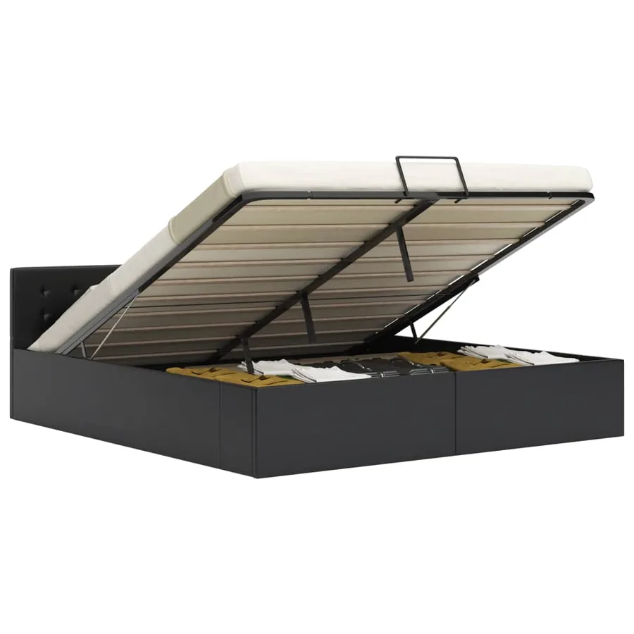 Bed frame with hydraulic storage faux leather 160x200 cm