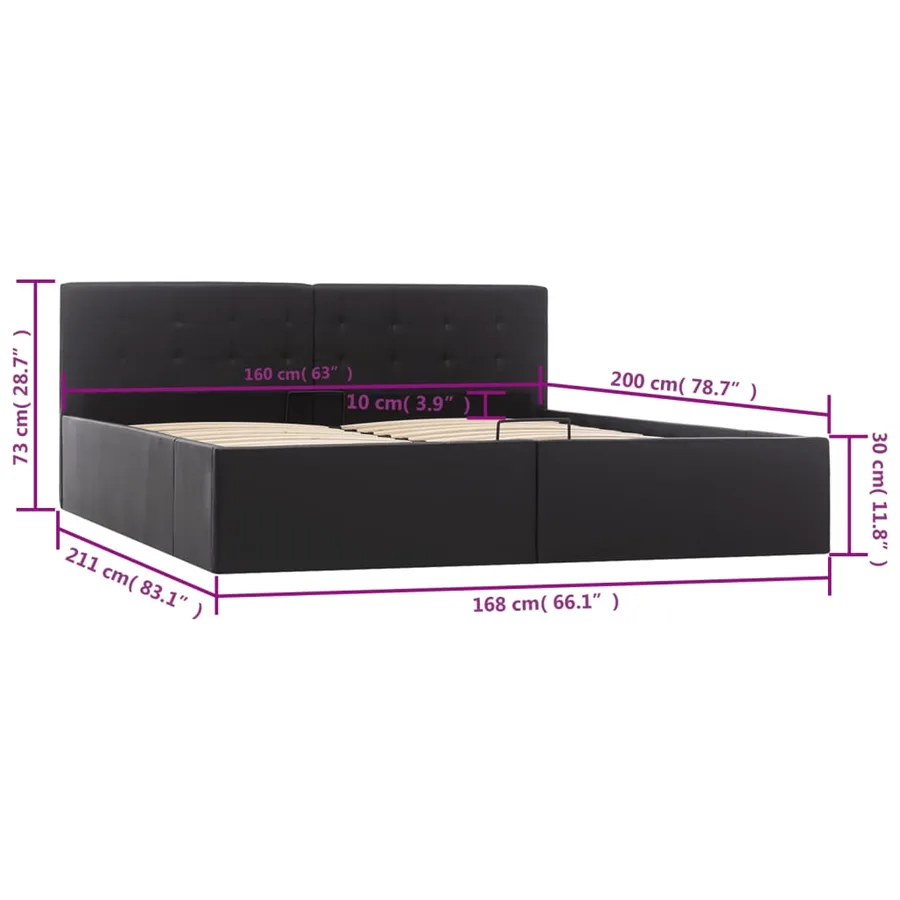 Bed frame with hydraulic storage faux leather 160x200 cm - 10