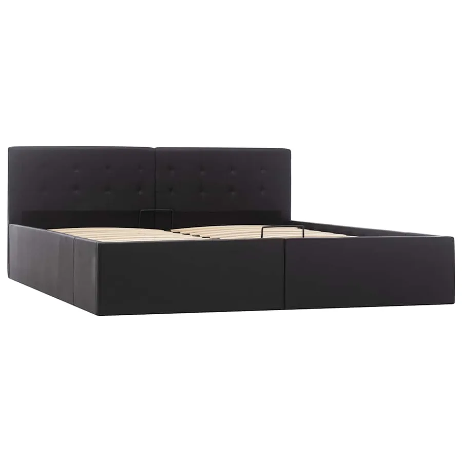 Bed frame with hydraulic storage faux leather 160x200 cm - 3
