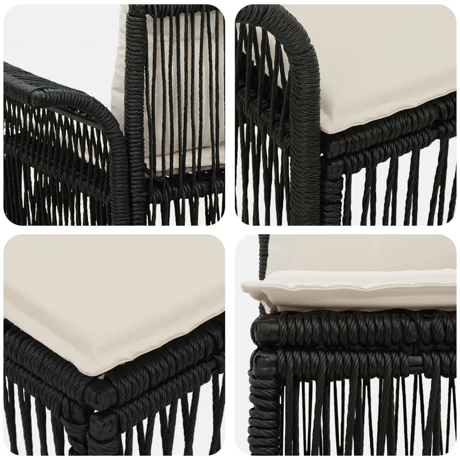 Ensemble de canapé de jardin 6 pcs Noir polyrotin - 7
