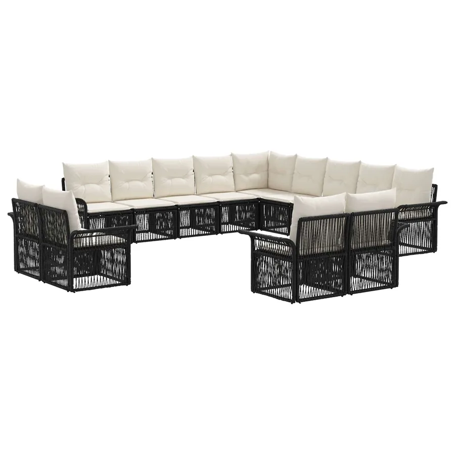 Ensemble de canapé de jardin 13 pcs Noir et blanc crème