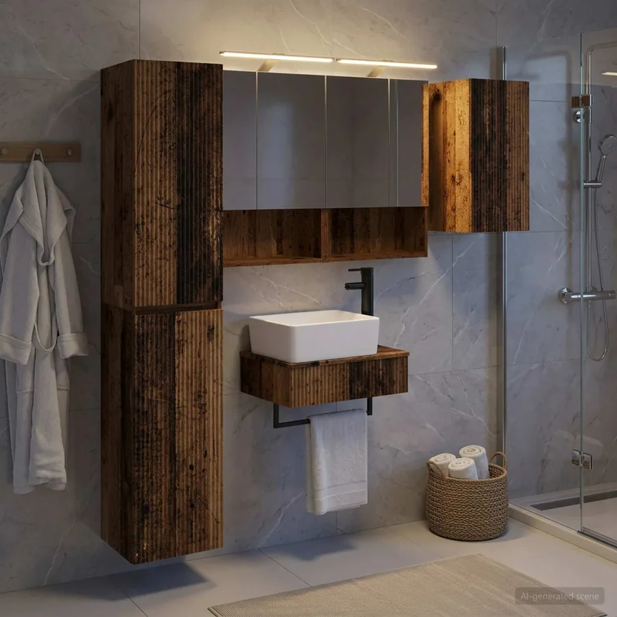 Ensemble de mobilier de salle de bain 5 pcs Bois ancien