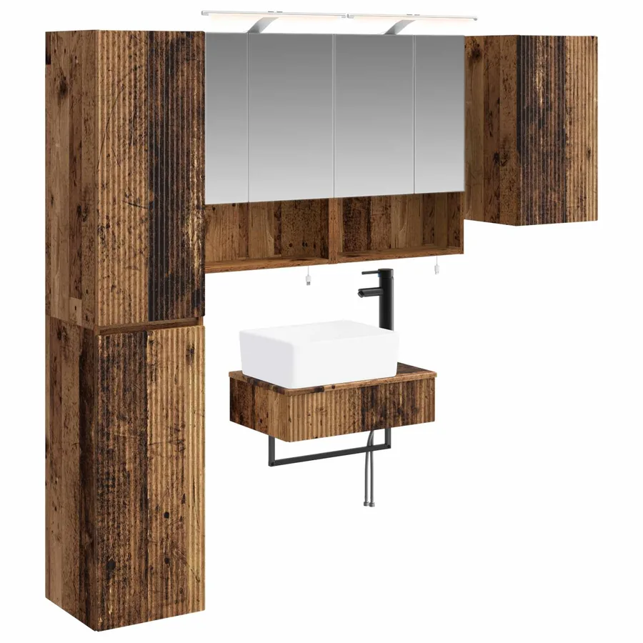 Ensemble de mobilier de salle de bain 5 pcs Bois ancien - 2