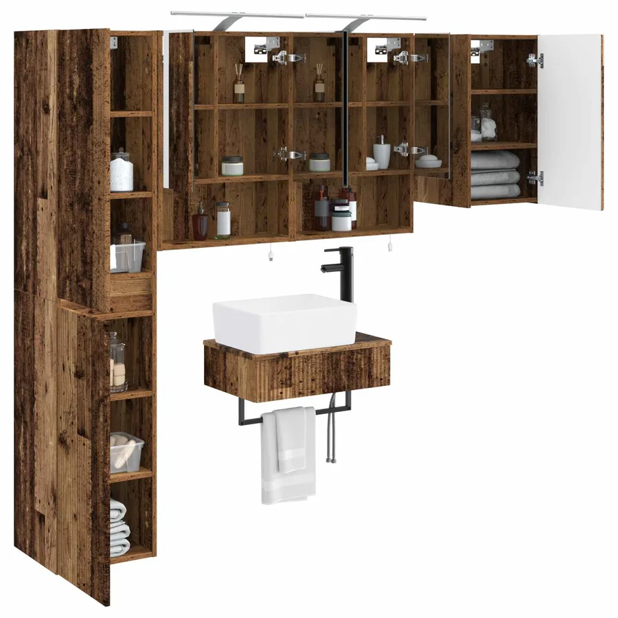 Ensemble de mobilier de salle de bain 5 pcs Bois ancien - 3