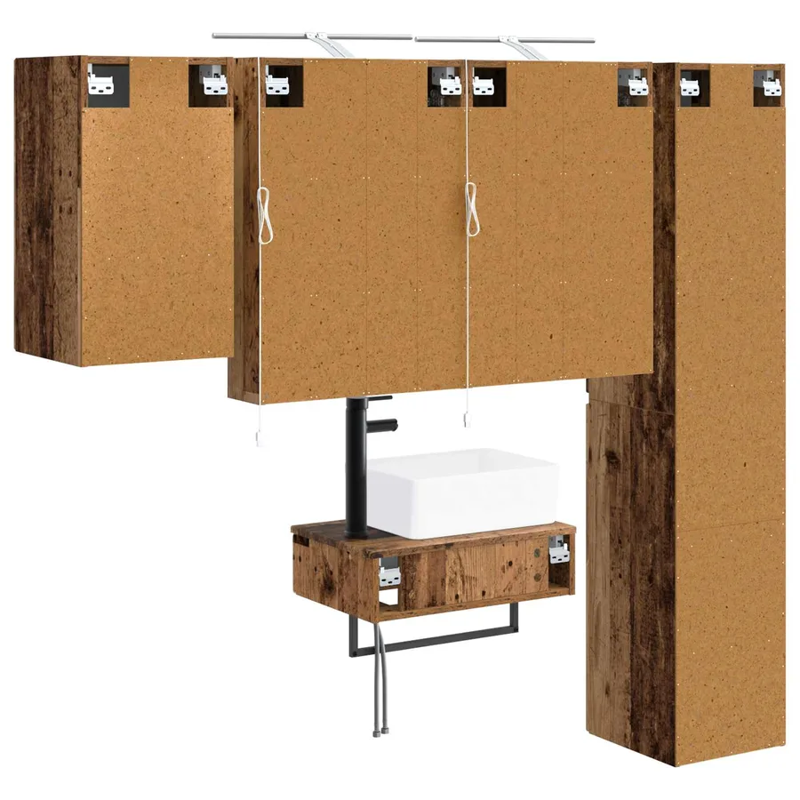 Ensemble de mobilier de salle de bain 5 pcs Bois ancien - 9