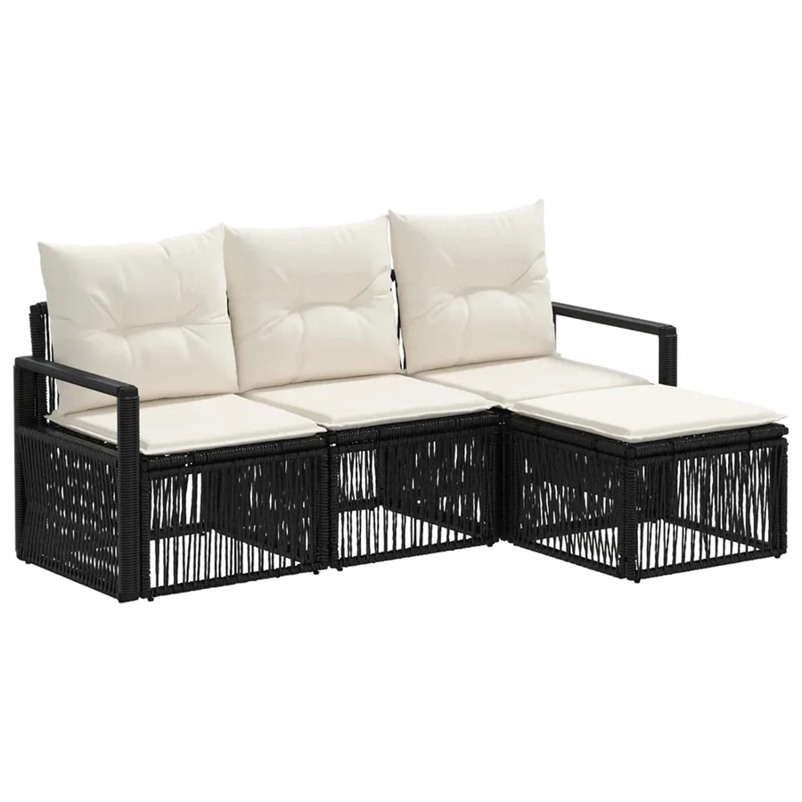 Ensemble de canapé de jardin 4 pcs Noir polyrotin - 2