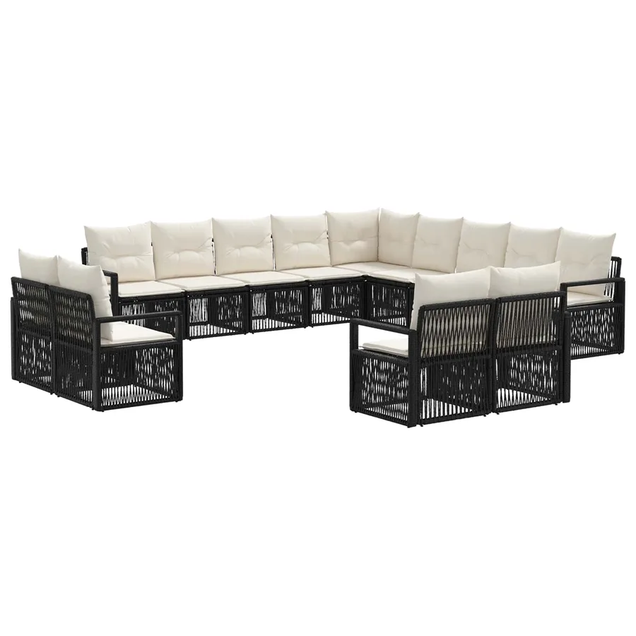 Ensemble de canapé de jardin 13 pcs Noir polyrotin - 2