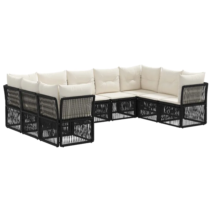 Ensemble de canapé de jardin 9 pcs Noir polyrotin - 2
