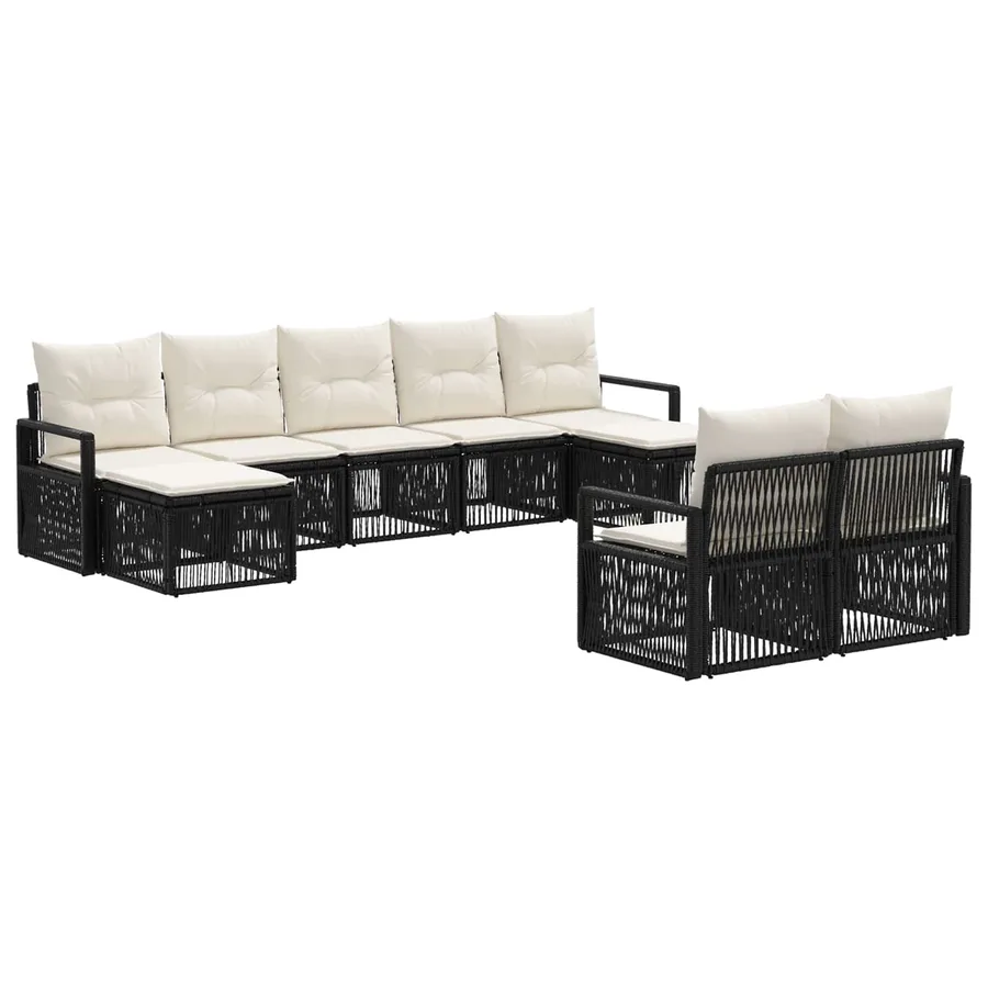 Ensemble de canapé de jardin 9 pcs Noir polyrotin - 2