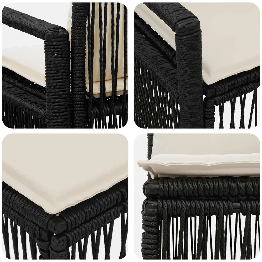 Ensemble de canapé de jardin 9 pcs Noir polyrotin - 6