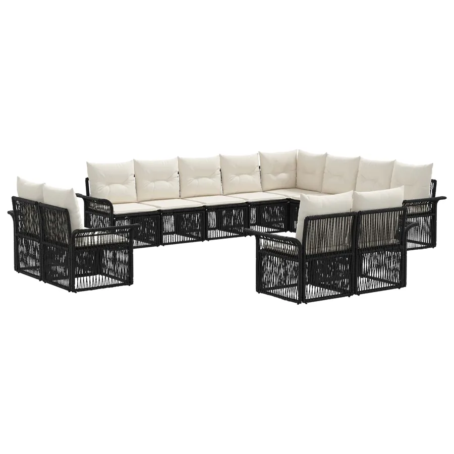 Ensemble de canapé de jardin 12 pcs Noir et blanc crème - 2
