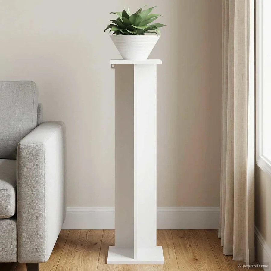 Support de Plante Blanc 25 x 25,5 x 100,5 cm Bois d’ingénierie - 4