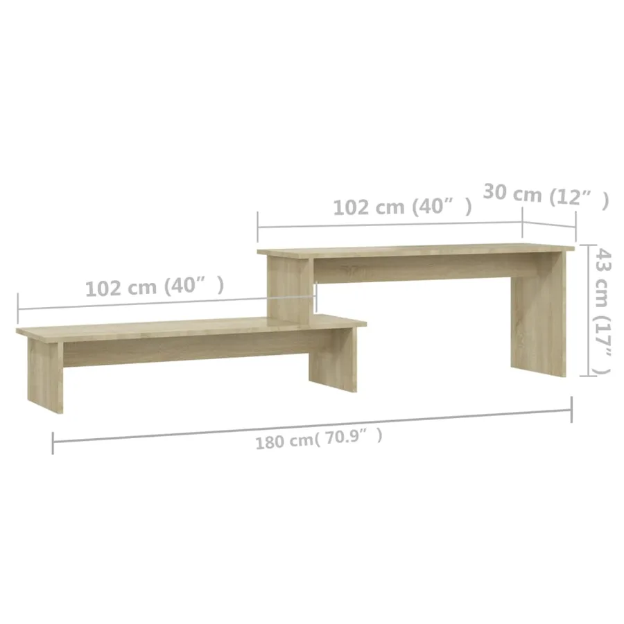 Meuble TV Chêne sonoma 180x30x43 cm Aggloméré - 7