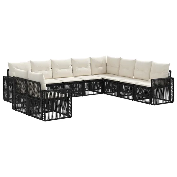 Ensemble de canapé de jardin 10 pcs Noir et blanc crème