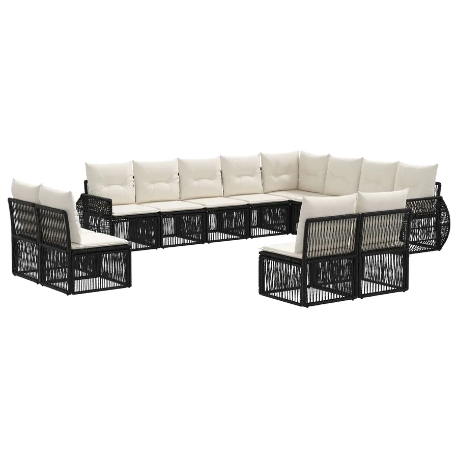 Ensemble de canapé de jardin 12 pcs Noir et blanc crème - 2